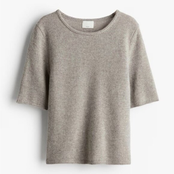 ✨H&M ✨Premium Selection Cashmere Top Taupe S - Picture 6 of 9
